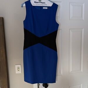 Calvin Klein Women's Royal Blue and Black Mini Dress
